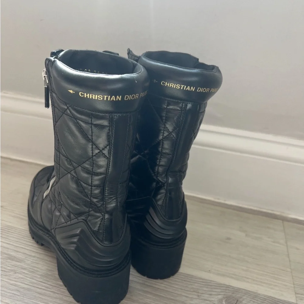 Dior Black Quilted Combat Boots - Picture 5 of 6